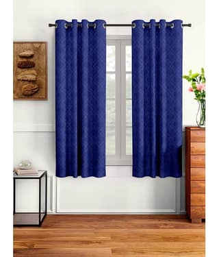 Cortina - Floral Embossed Room Darkening Eyelet Curtain-9 Ft-pack of 2