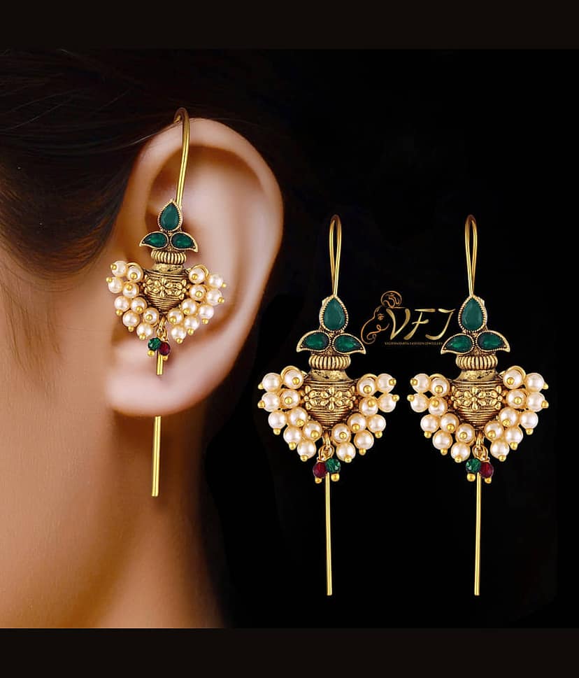 Vighnaharta Green EarCuff Earrings ( Pack of 1 ) view 2