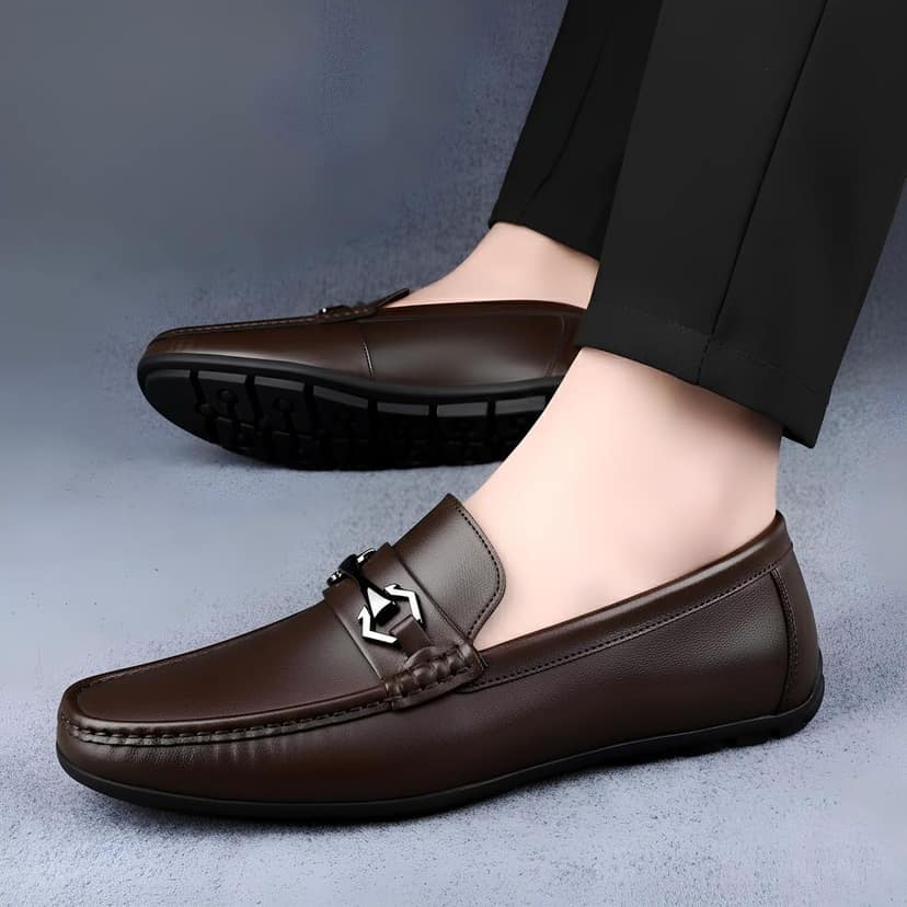 WUGO::Latest Trendy Brown Men’s Casual Loafers | Stylish Brown Casual Slip-On Daily Wear Shoes | Comfortable Brown Driving Shoes for Men & Boys view 3