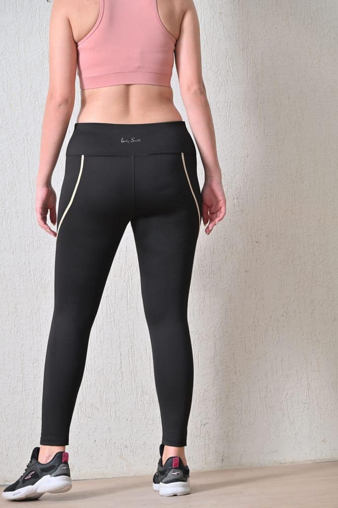 Body Smith Women’s Solid Blue High Waist Active Sports Tights with Side Pocket | Stretchable Gym Leggings for Yoga, Running & Workout | Comfortable & Stylish Fitness Wear view 2
