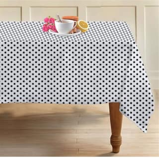 AIRWILL 100% Cotton Polka Pattern 4 Seater Square Table Cover Sized, 56x56 inches (Black,White, Pack of 1)