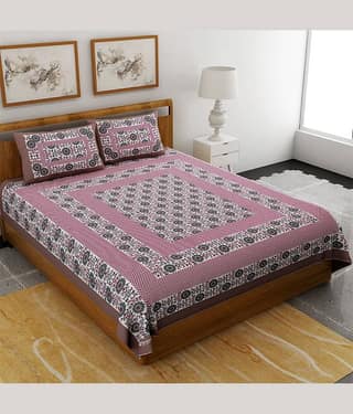HOME Cotton Double Bedsheet ( Brown )