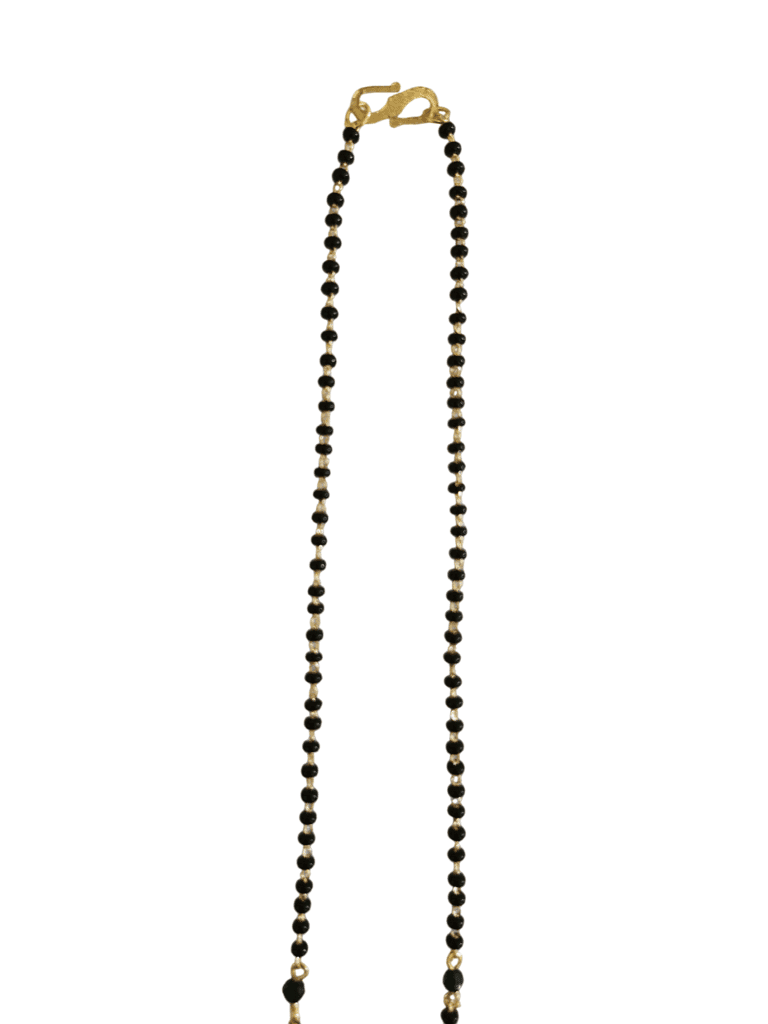Gold Mangalsutra with Black Beads and Traditional Gold Pendant for Women view 3