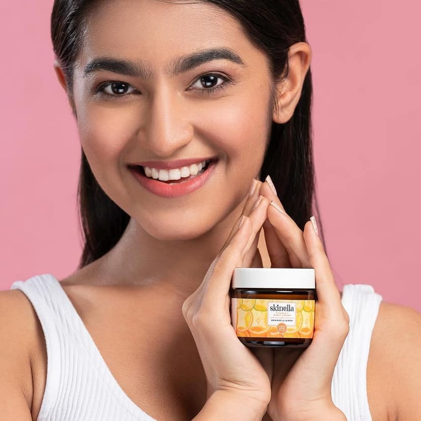 Skinella Vitamin C Night Cream - Orange Lemon for Normal, Oily, Acne-Prone, Combination Skin - Overnight Repair, 100% Vegan, Paraben-Free - Made with Superfoods Orange and Lemon - Combat Dull Skin - 50g view 5