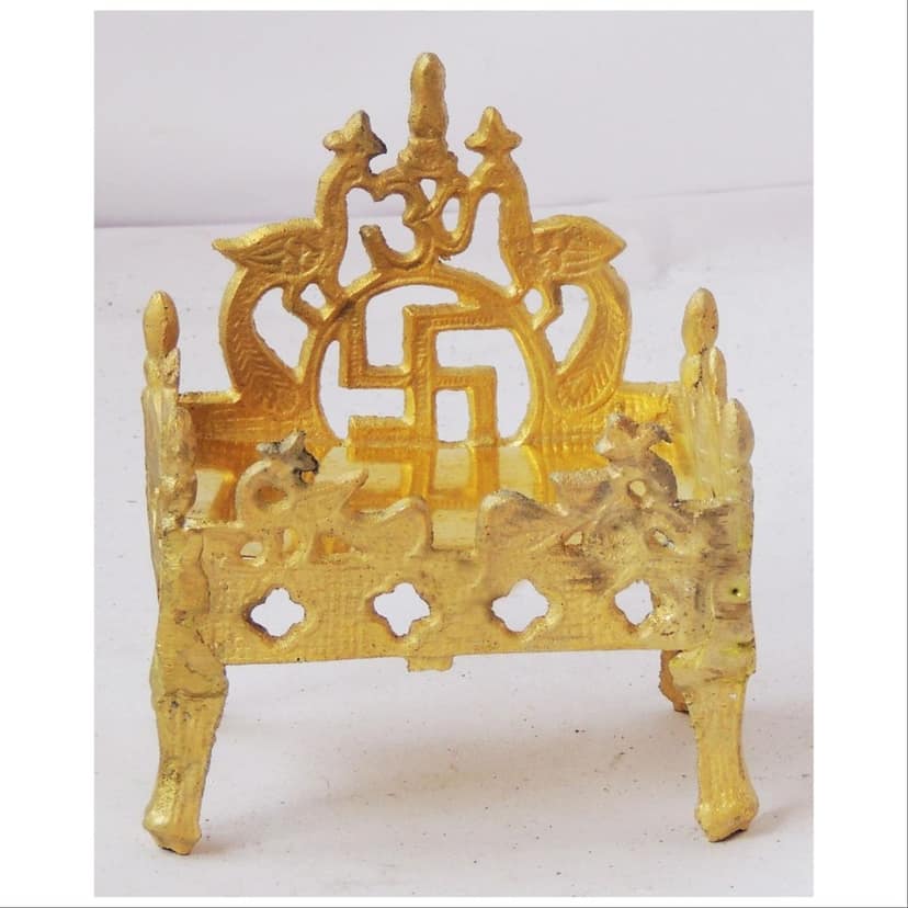 Handcrafted Brass Singhasan Dhalai for God Idol | Premium Temple Seating, Height : 5.4 Inch (ZMAS324 B) view 2