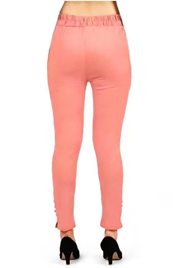 Cron Women's Straight Fit Ankle Length, Slim fit Cigarette Pants with an Elasticated Waist Band (30, Dark Peach) view 2