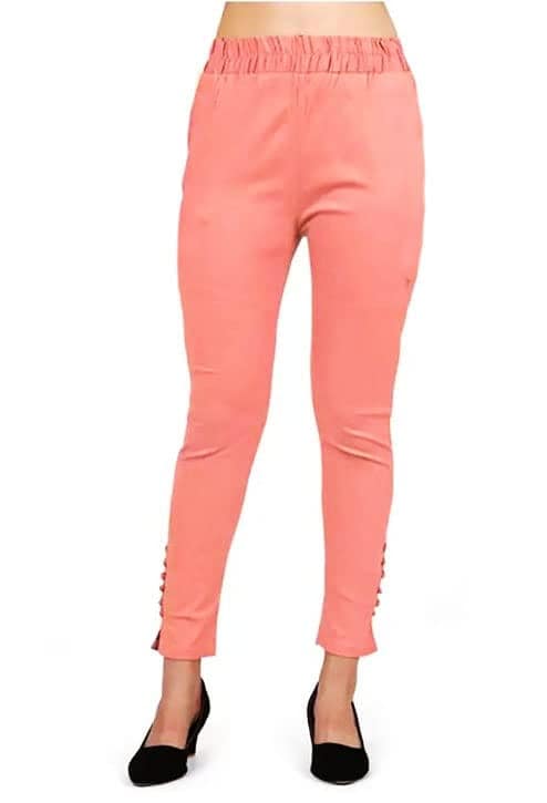 Cron Women's Straight Fit Ankle Length, Slim fit Cigarette Pants with an Elasticated Waist Band (30, Dark Peach) view 3