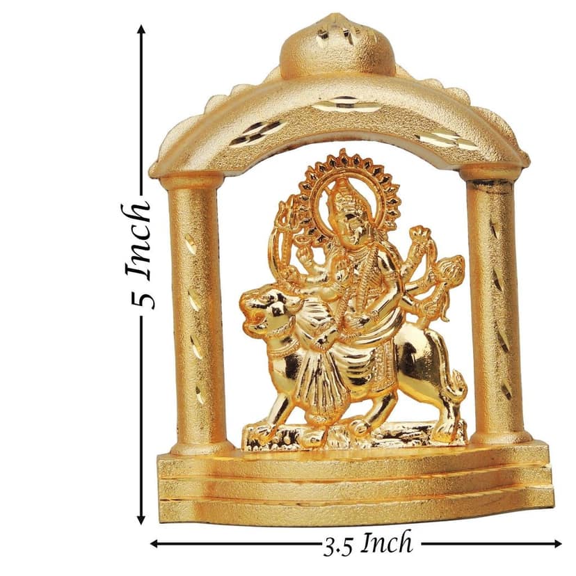 Aluminium Durga Ji Mandir Gold Finish ? Divine Goddess Statue for Home Temple, Height : 5 Inch (ASMAS191 A) view 2