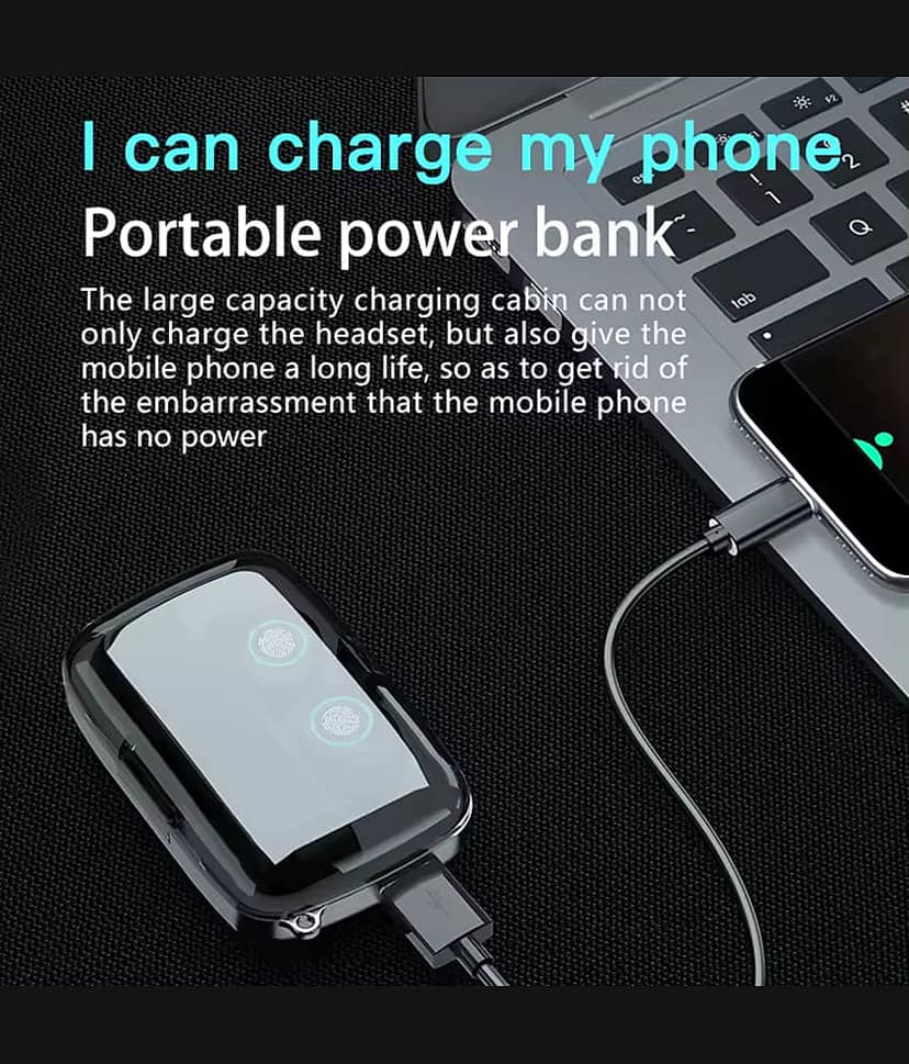 VEhop PowerBank Earbuds Bluetooth True Wireless (TWS) In Ear 30 Hours Playback Low Latency,Powerfull bass IPX4(Splash & Sweat Proof) Black view 2