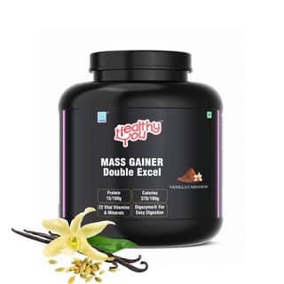 Healthy You Mass Gainer Double Excel | 13.5g Protein, 2.1g BCAA per 90g scoop| Improved Endurance and Muscle Recovery| Supports Weight Gain| Easy to Digest