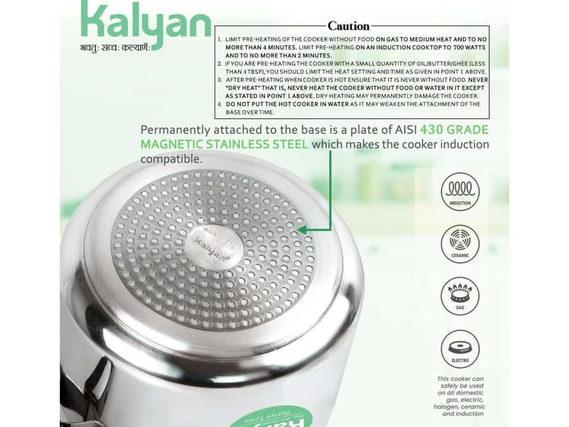Kalyan Classic Induction Base Aluminium Pressure cooker (Innerlid, Lime) - 3 Litre view 2