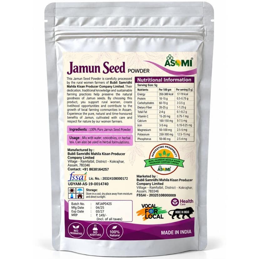 Jamun Seed Powder Value Pack | 100 g × 6 | Total 600 g - 600 gm - Pack of 6 pouches, each 100 grams view 3