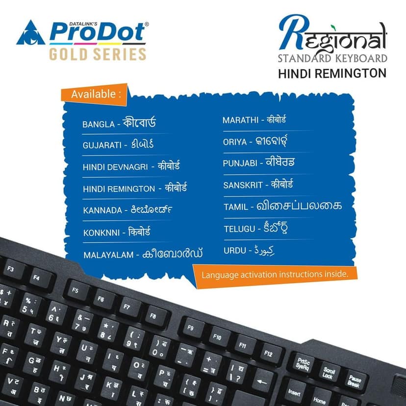 ProDot Choice KB-297rs USB Hindi Remington Standard Keyboard (Color: Solid Black) view 3