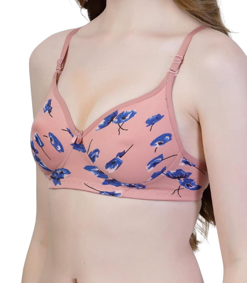 ADORNSTAR Women's Cotton Padded Floral Print Non-Wired Full Coverage Bra view 4