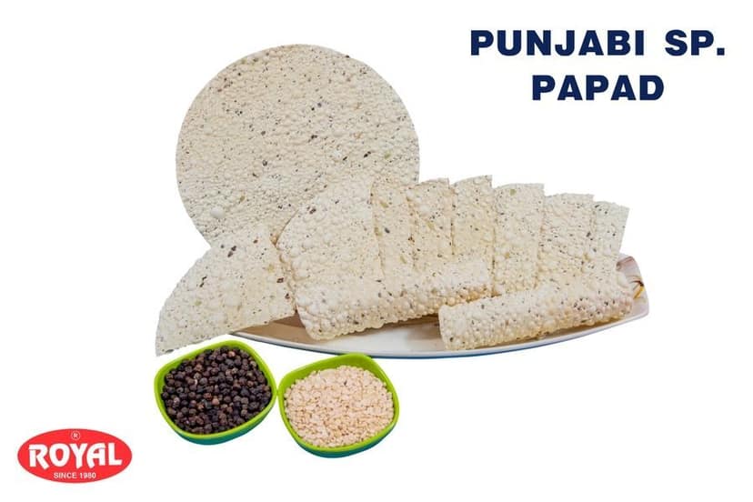 Royal Papad Punjabi Special Papad 200g, 100% Veg | Spicy Black Pepper Papad | Crispy & Crunchy Indian | Ready to Roast or Fry | Authentic Punjabi Style for Meals & Snacks - 200 gm view 3