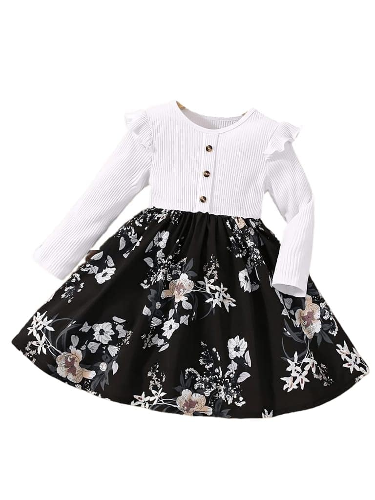 Buy & Try Zoya Lycra Printed Girl's Frock Full Sleeve Dress