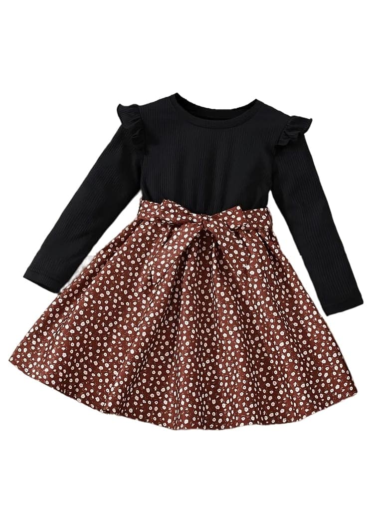 Buy & Try Zoya Lycra Printed Girl's Frock Full Sleeve Dress view 6