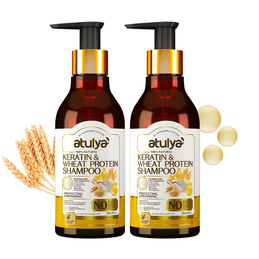 Atulya Keratin & Wheat Protein Shampoo Combo - 300ml Each (Pack of 2) view 2