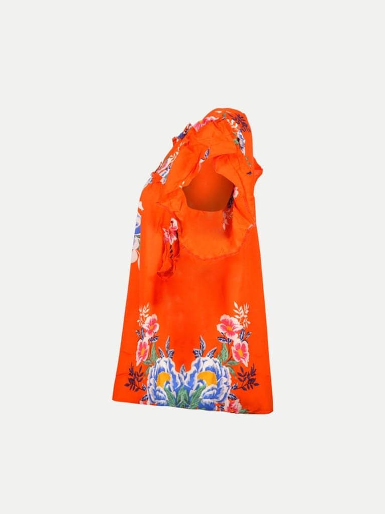 Women Floral Blouse- Red Colour view 3