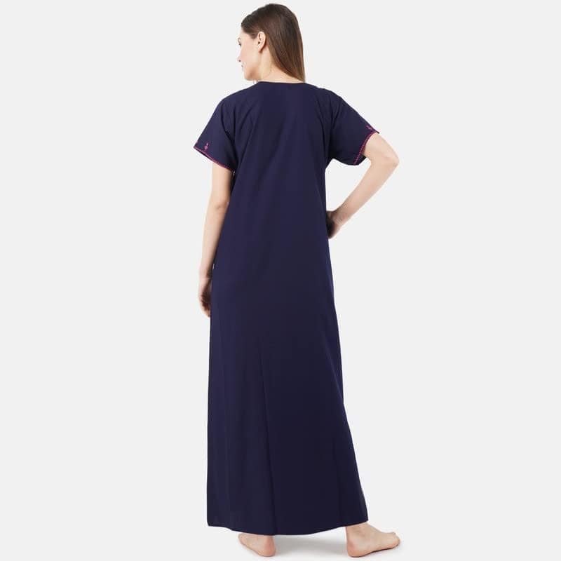 KOI SLEEPWEAR Premium Women Embroidery Night Gown Lizzybizzy Cotton Nighty Maxi view 10