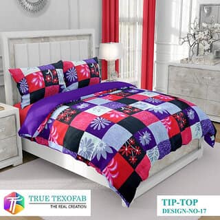 Black Bee Multi Colour Geometric Print Double Bedsheet With 2 Pillow Covers (208 X 213 Cm)(Bs32-06)