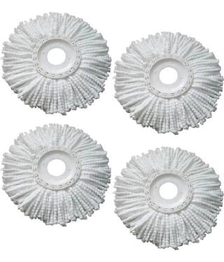 LEAVESS Polyester Microfibre Mop Head Replacement Refills |38cm Diameter | Pack of 4 | White