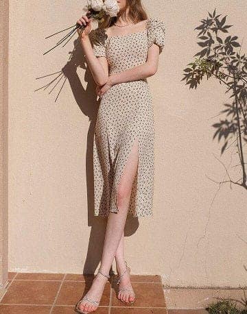 Multicolor Ditsy Floral Midi A-line Dress view 3