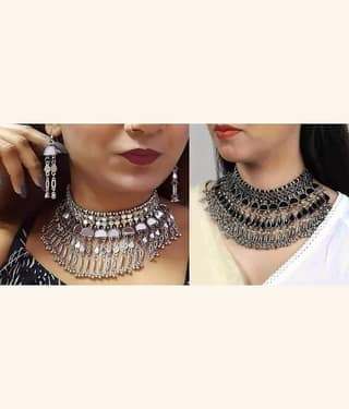 Samridhi DC Silver Alloy Necklace Set ( Pack of 1 )