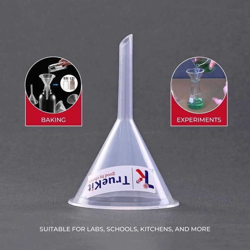 TRUEKIT Transparent Plastic Funnel with Long Stem (Pack of 4) view 2