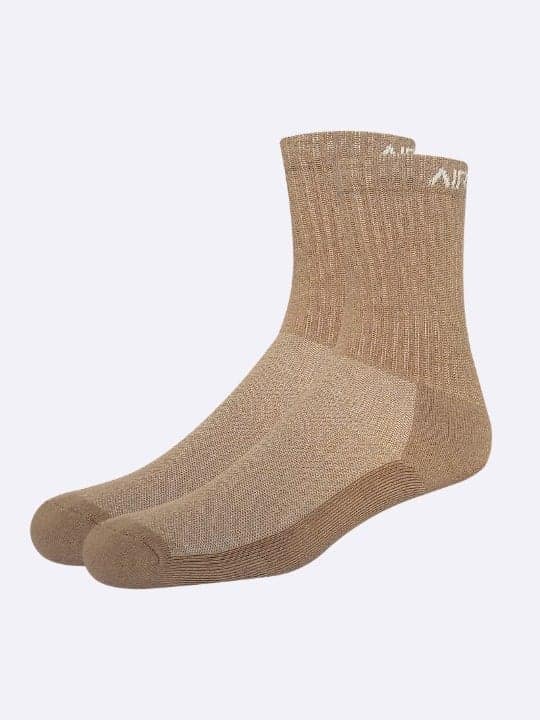 AirGarb Cotton Super Soft & Comfortable Cushioned Crew Length Socks - Khaki view 2