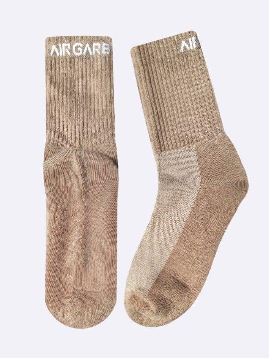 AirGarb Cotton Super Soft & Comfortable Cushioned Crew Length Socks - Khaki view 3