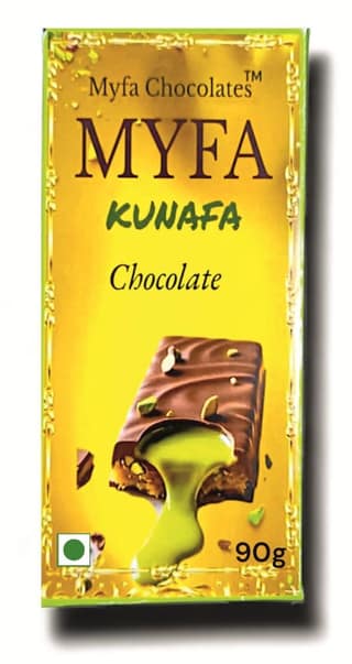 Myfa Chocolates Kunafa Pistachio Chocolate Bar (90g) | Premium Milk Chocolate with Crunchy & Creamy Pistachio Filling | Gourmet Middle Eastern Inspired Dessert Bar