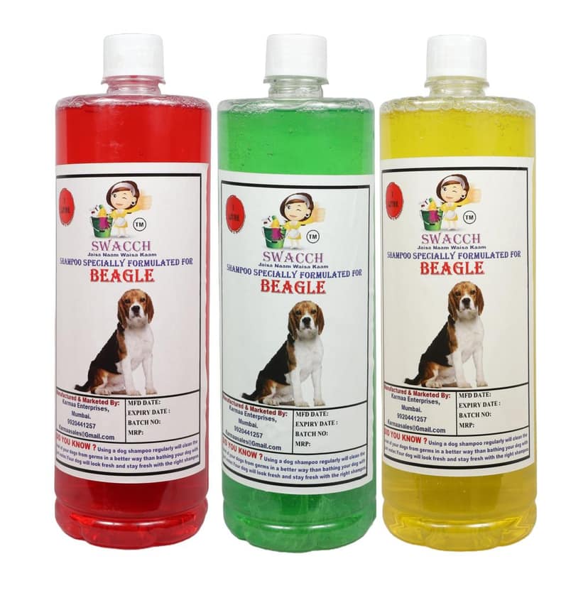SWACCH Shampoo Specially FORMULATED for Beagle (1 Litre) (Combo Pack of 3) Jasmine,NEEM ALOVERA & Lemon view 2