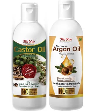 The Nile Castor Oil 100 ML + Moroccan Argan Oil 150 ML Hair Oil 250 mL Pack of 2
