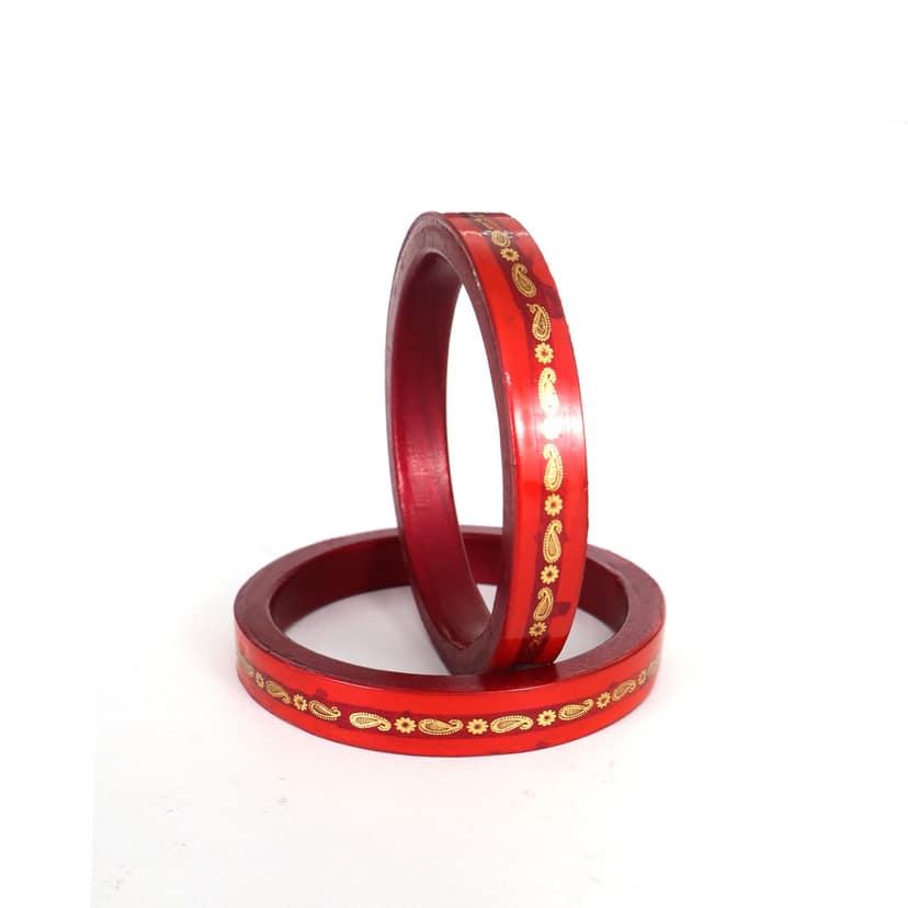 FHS Royal Style Rajasthani Lac Bangles Peach Colour for Girls & Womens- Red view 3