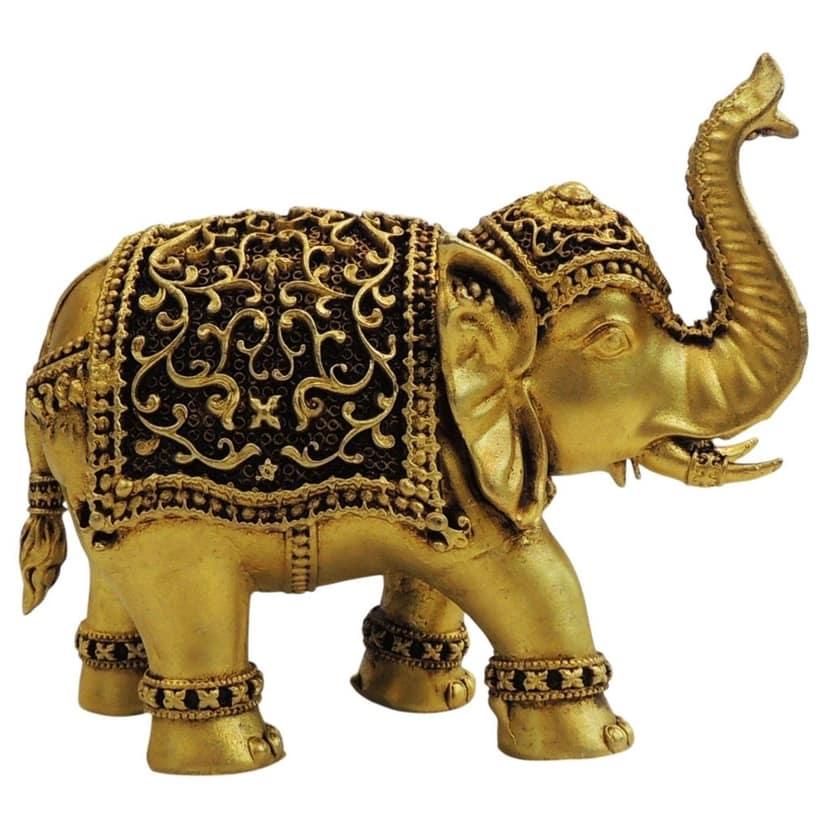 Brass Elephant Decorative Statue | Vastu Home Decor, Height : 4 Inch (BSMAS1707 Y) view 2