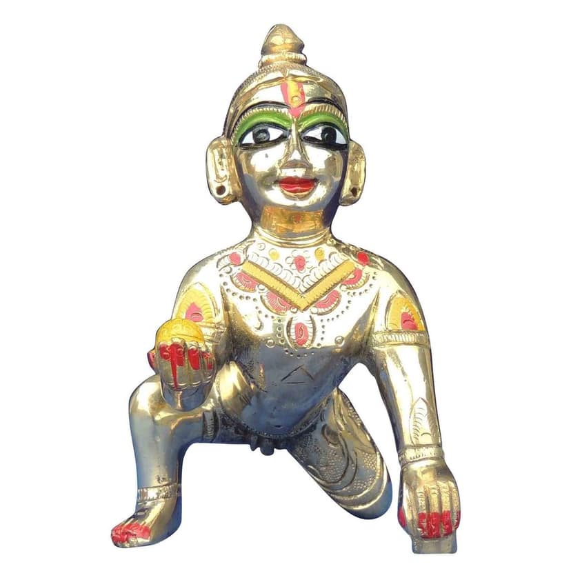 Brass Laddu Gopal Idol Statue - Bal Gopal Home Decor, Height : 4.5 Inch (BSMAS1300 E) view 2