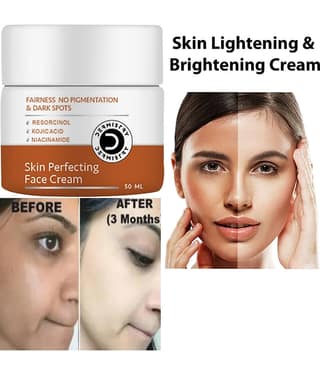 Dermistry Hyper Pigmentation Fairness Kojic Acid Face Cream Skin D Tan Whitening Lightening Brightening Shine Care Anti Blemishes Pigment Melasma Removal Glowing Beauty Moisturizer Goree Gora Lotion Serum Pack Scrub Facial Kit Bleach Cleanser Mask-50ml