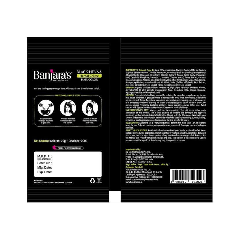 Banjara's Black Henna Hair Creme, 40 gm view 2