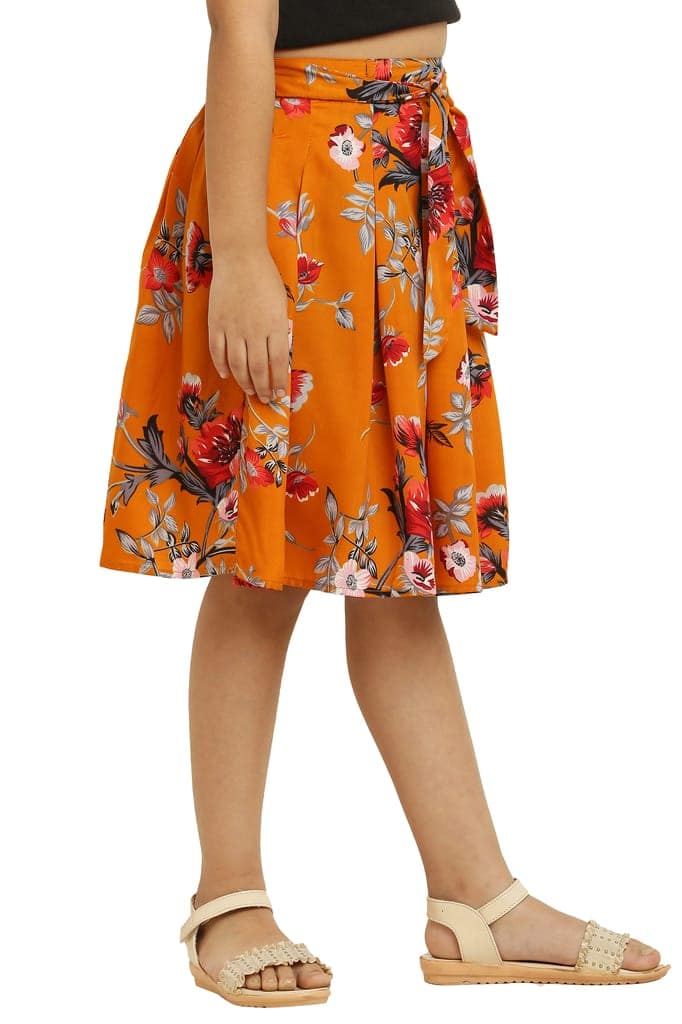 Cute Fancy Kids Pair Skirt Brown & Musted For Girls. view 3