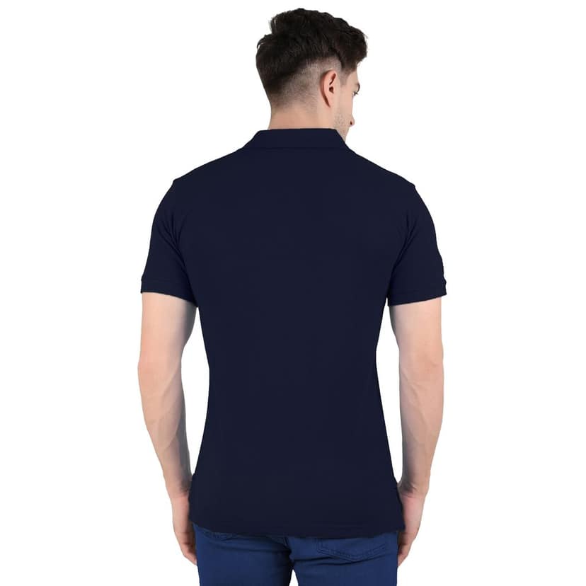 T Shirt for Men Cotton Polo T Shirts For Men Plain Half Sleeve Regular Fit Solid Color Navy Blue Mens Collar Tshirt for Men view 2