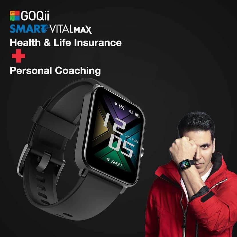 GOQii Newly Launched Smart Vital MAX HD Display Smart Watch with 5 lakhs Health Insurance & 1 lakh Life Insurance with SpO2, & Free 3 Months Personal Coaching view 3