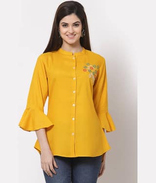 Kbz Women Rayon Shirt ( Yellow )