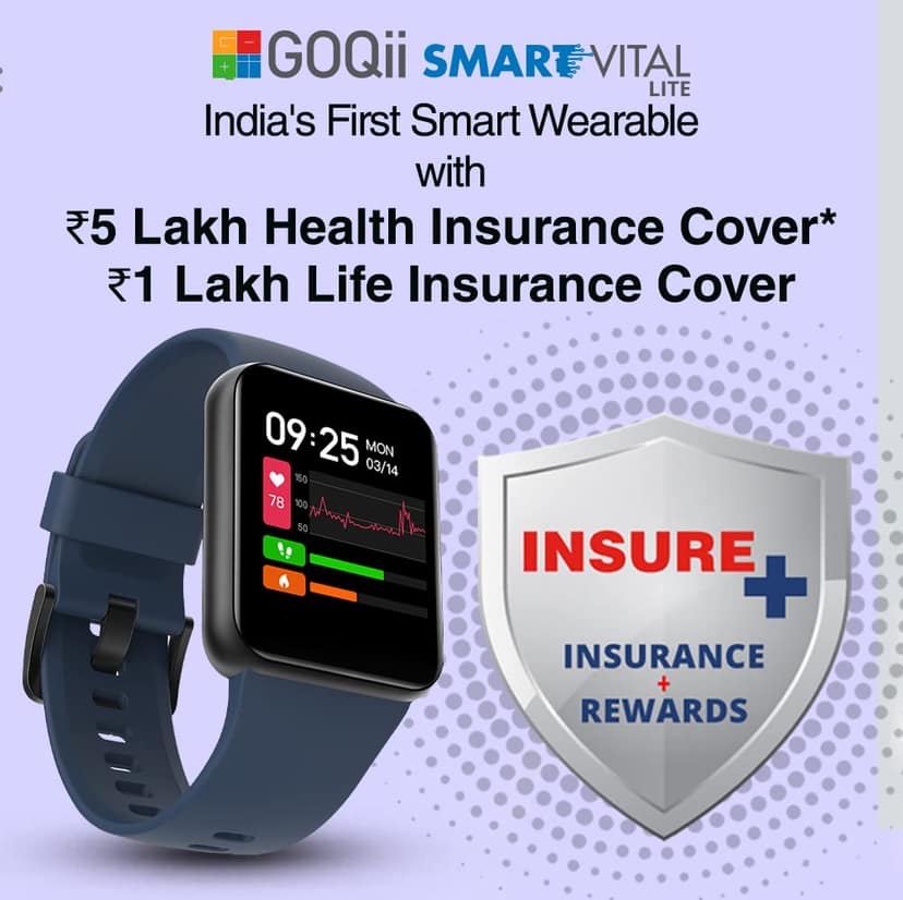 GOQii Newly Launched Smart Vital Lite HD Display Smart Watch with 5 lakhs Health Insurance & 1 lakh Life Insurance with SpO2, & Free 12 Months Personal Coaching (Blue) view 9
