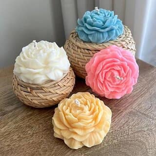 Peony Flower Candle - Pack of 2 Handcrafted Soy Wax Candle ideal for home decor
