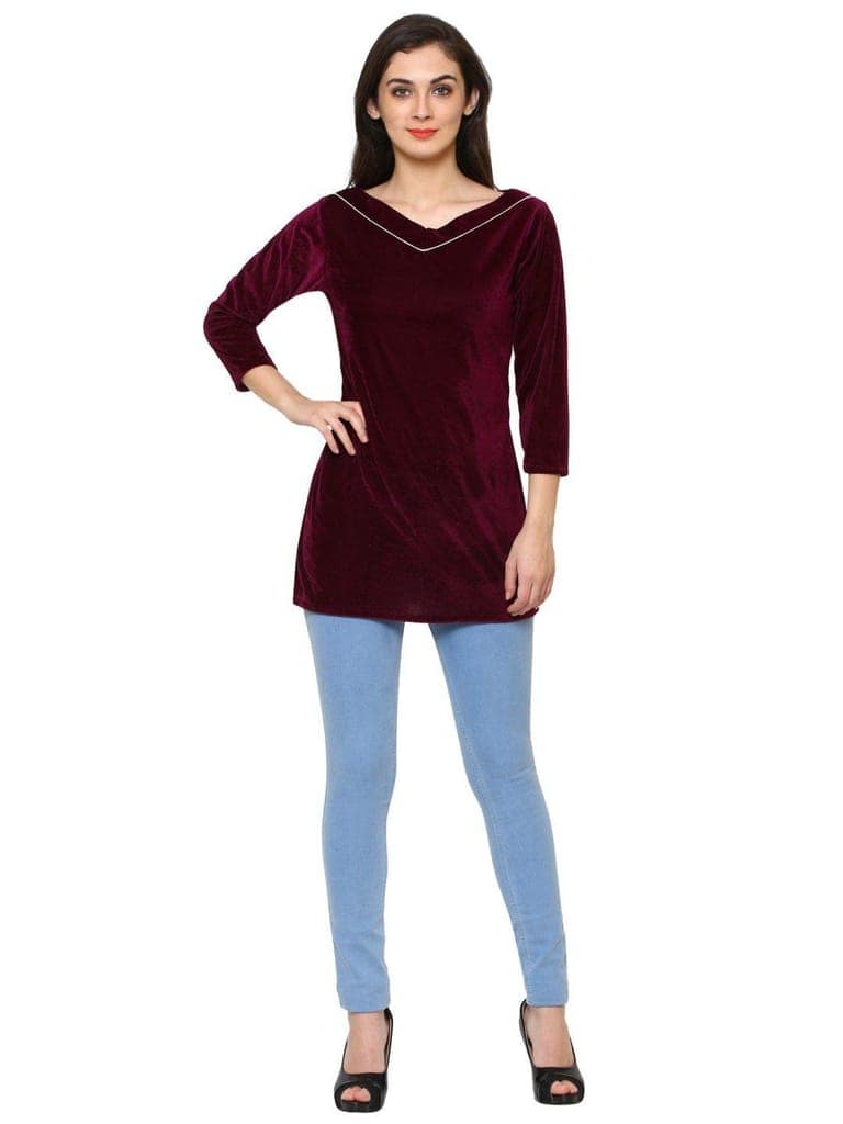 Klamotten Women's Velvet full Sleeves Top WD6J view 2