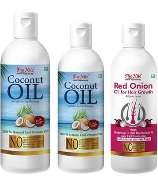The Nile Coconut Oil 150 Ml + 100 ML(250ML) + Red Onion Oil 100 ML 350 mL Pack of 3