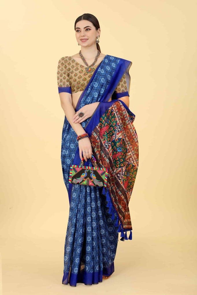 Women's Kalamkari Digital Printed Saree view 4