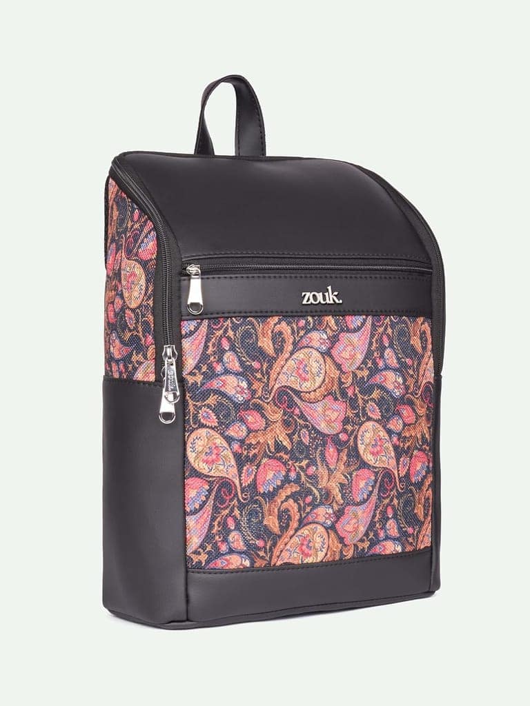 Amalia Vegan Leather Black Laptop Backpack | Fits 15.6" Laptop | Water Resistant Anti-Theft Travel & Office Bag for Women | Padded Back Panel | Adjustable Strap view 2