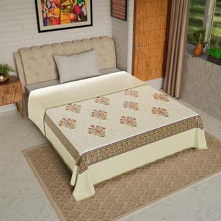 Cotton Blanket - Single Dohar ( 60 x 90 Inches) mustard Pink Bouquet